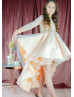 Apricot Pink Beaded Satin Tulle High Low Flower Girl Dress